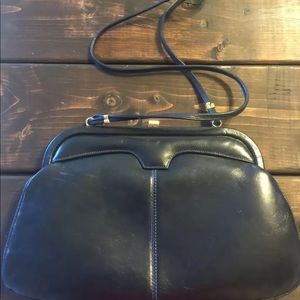 Vintage Coret Women Leather Suede Shoulder Bag Blue Gold Plated Snap Canada